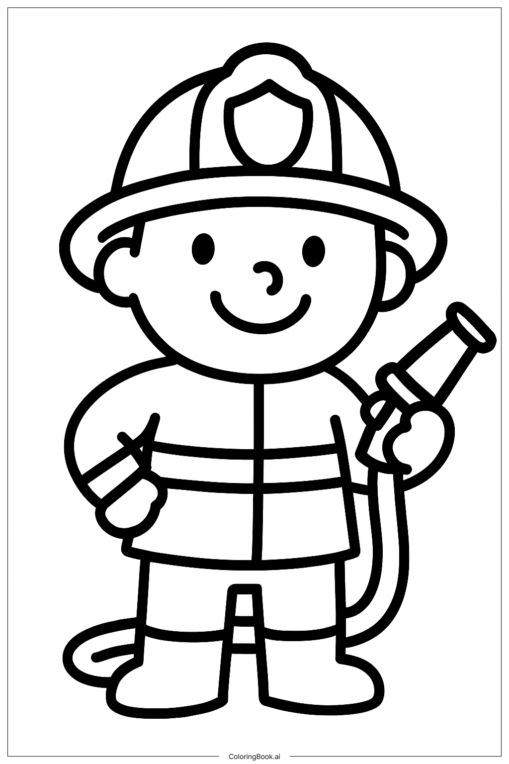 戴头盔微笑的消防员填色页
