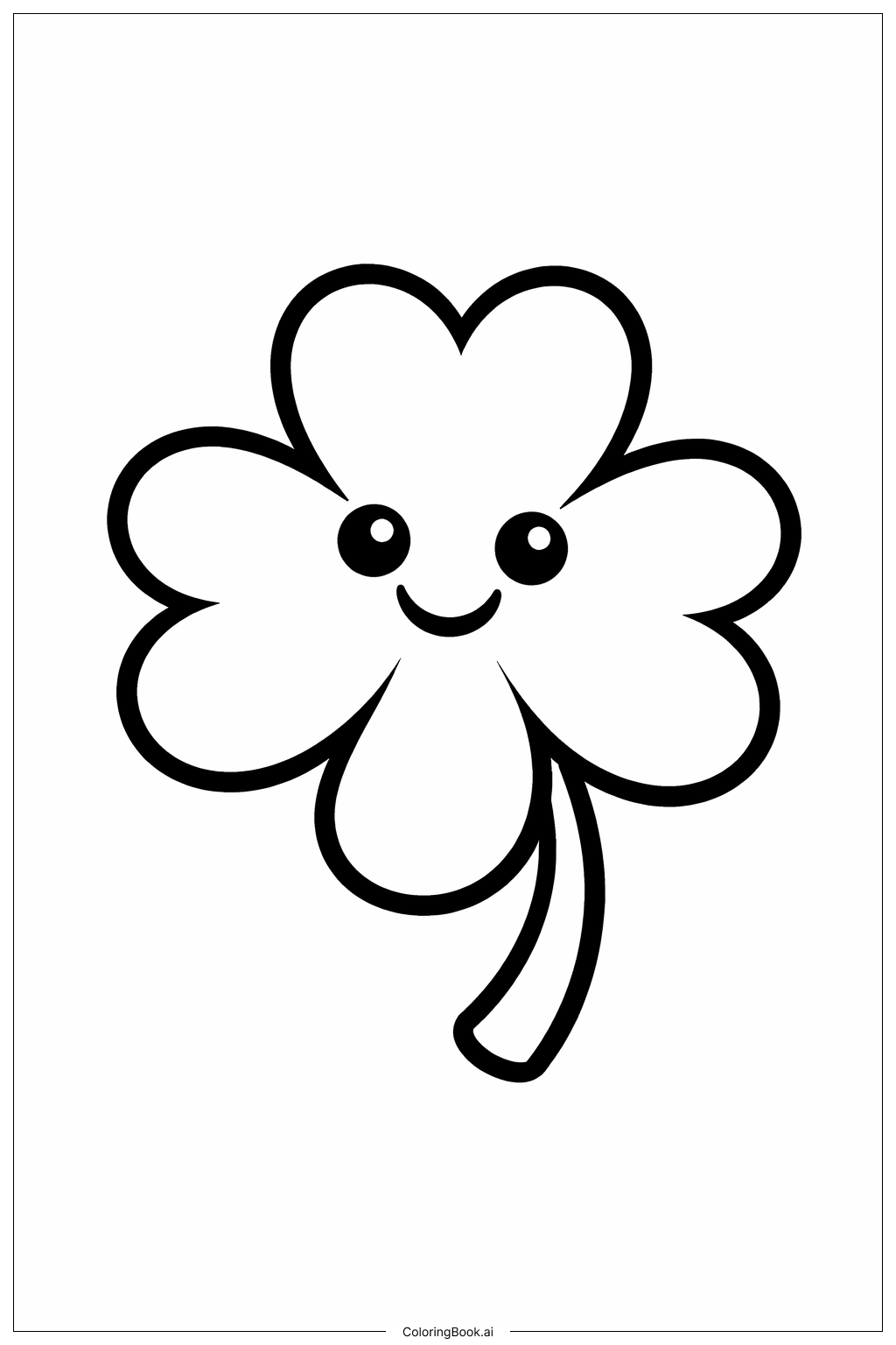 Página para colorear de Trébol sonriente de cuatro hojas