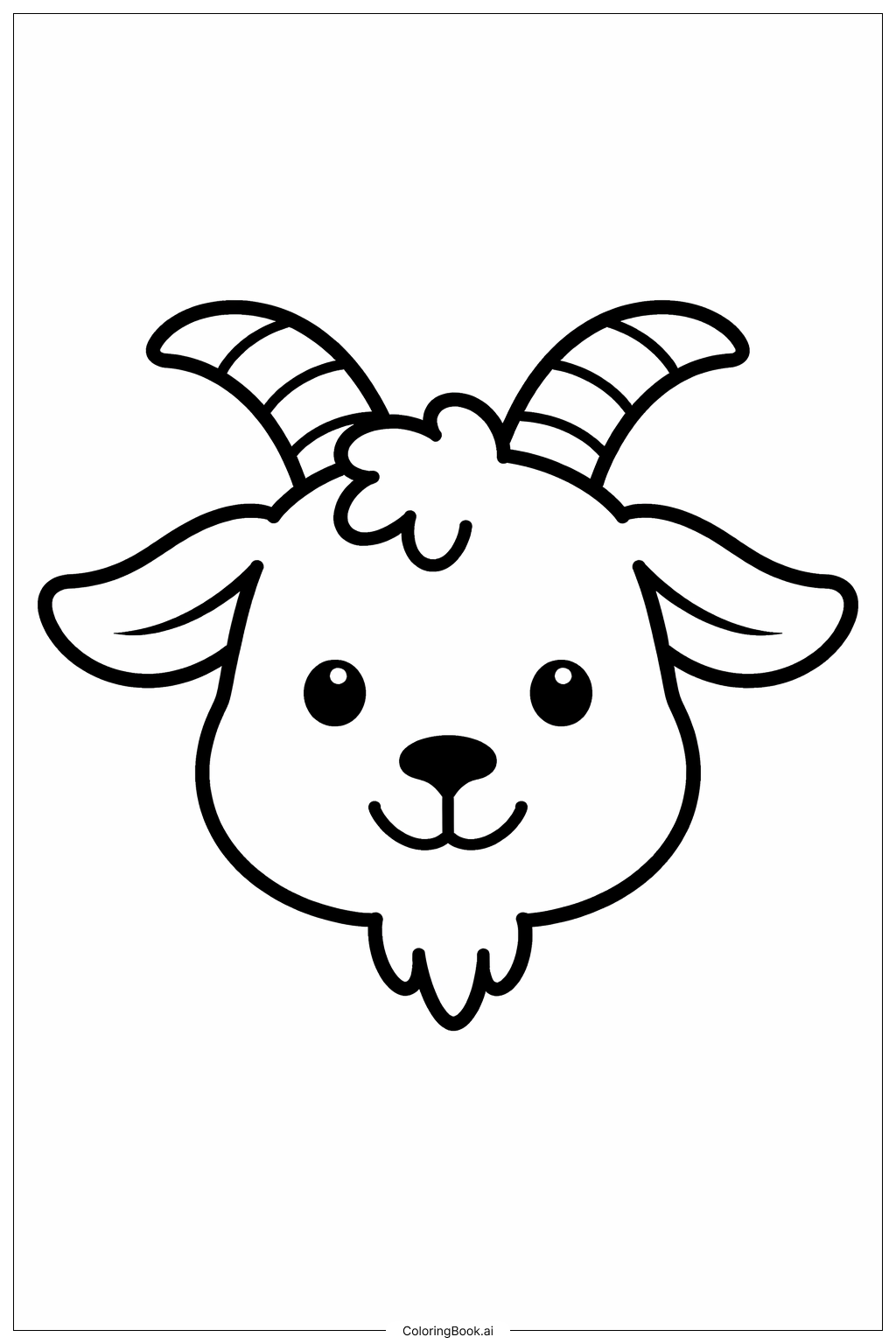  Página para colorear de Cara de cabra sonriente 