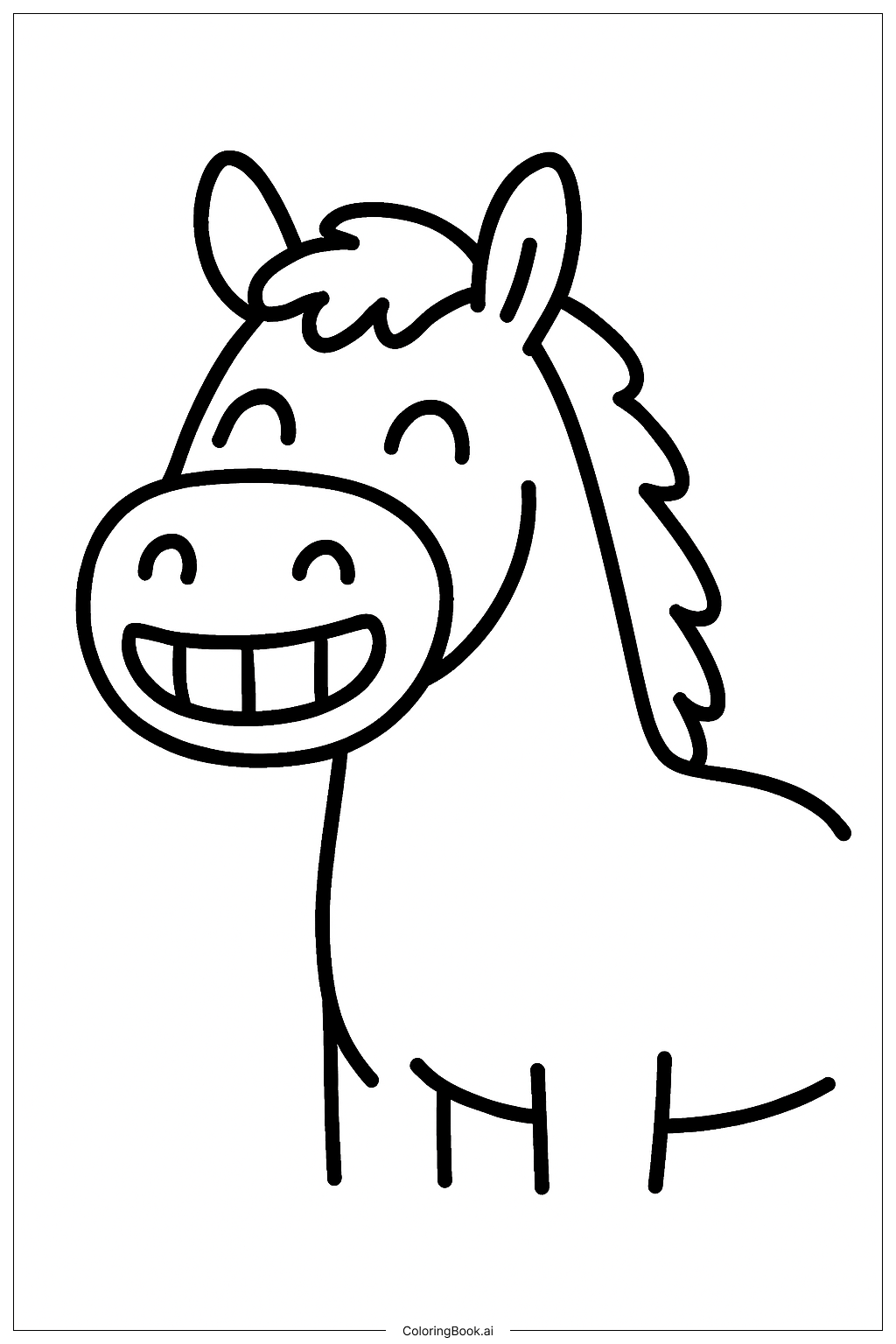  Smiling Horses Coloring Page 