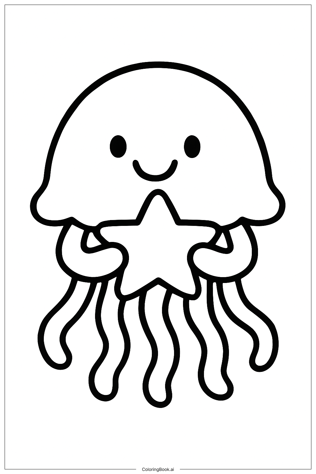 Méduse Souriante Avec Étoile