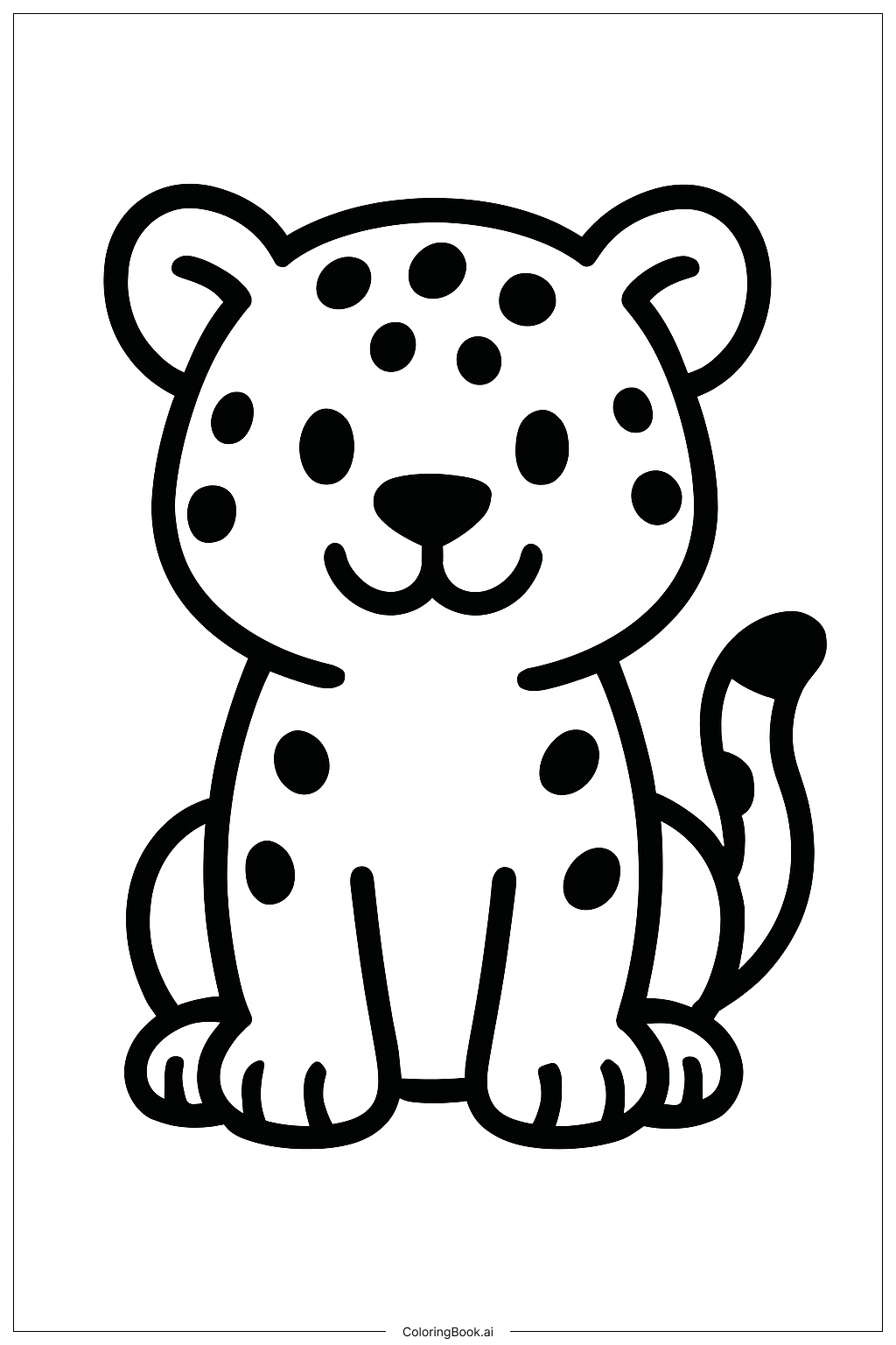  Página para colorir de Filhote de Leopardo Sorridente 