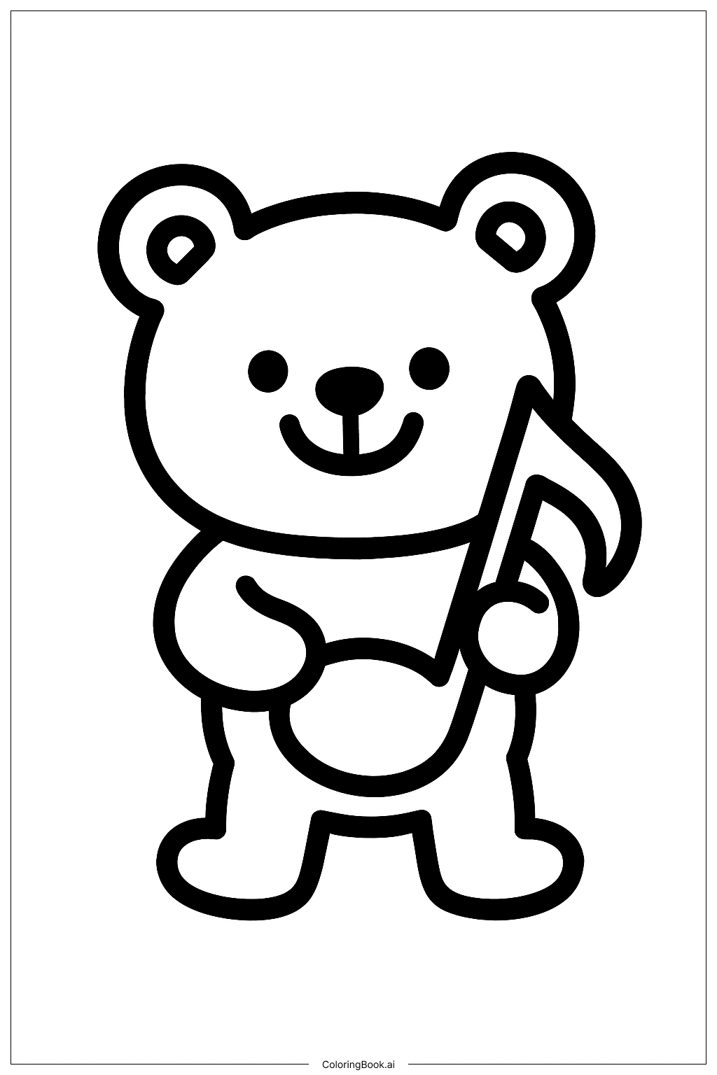  Página para colorear de Oso Musical Sonriente 