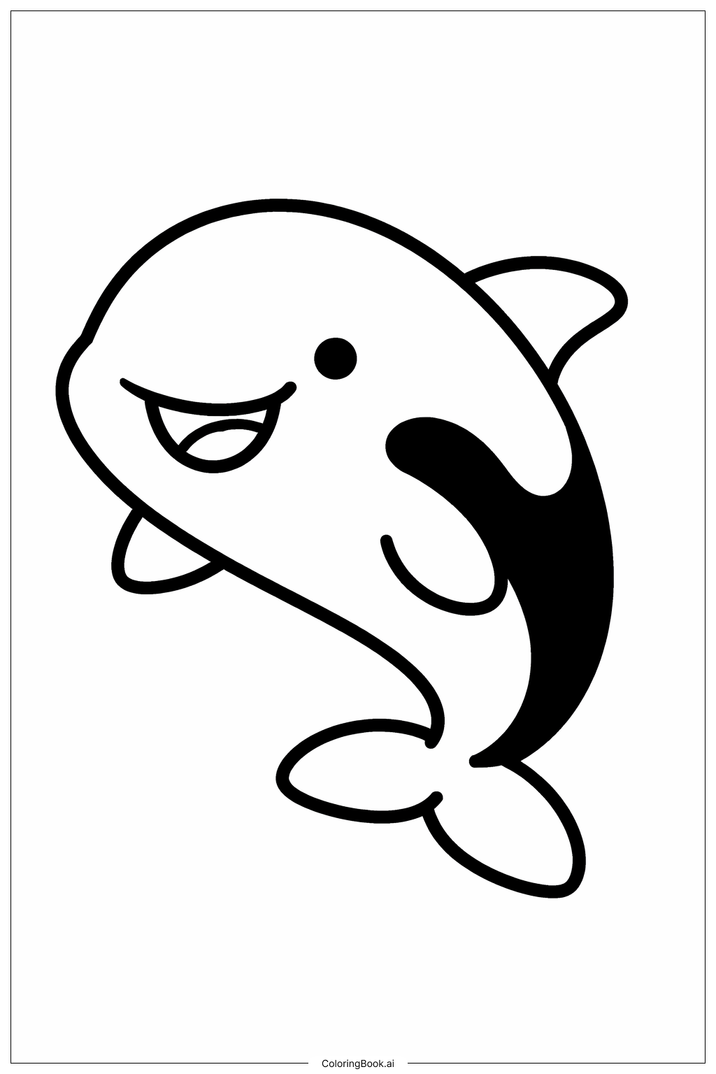  Lächelndes Orca-Gesicht Ausmalseite 
