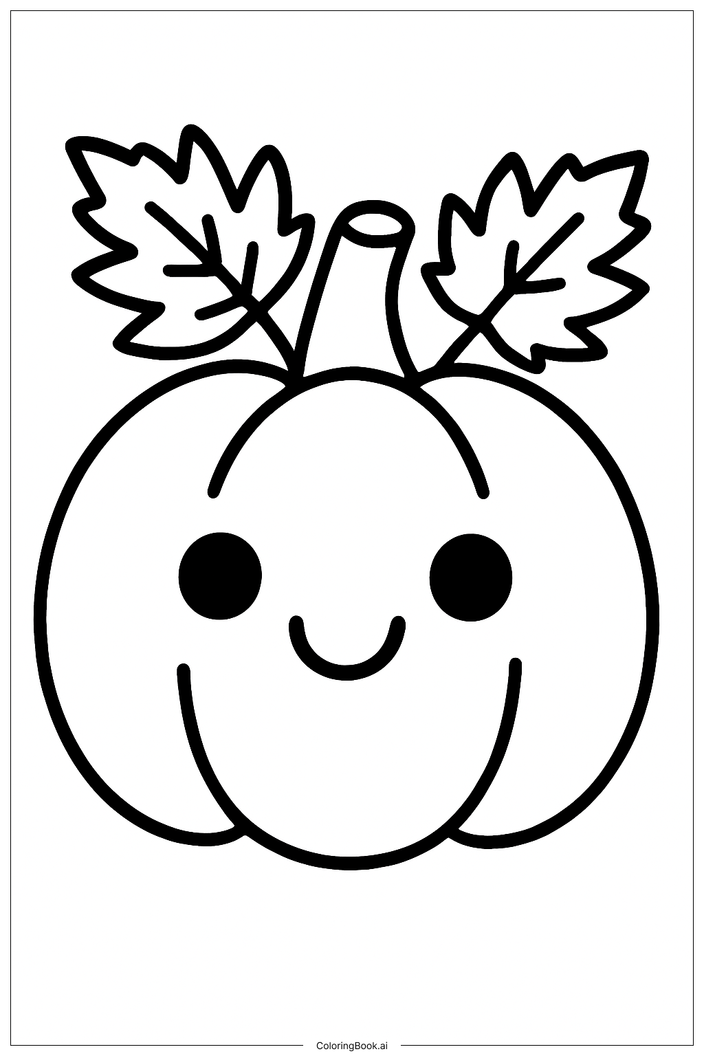 Página para colorir de Abóbora Sorridente com Folhas de Outono