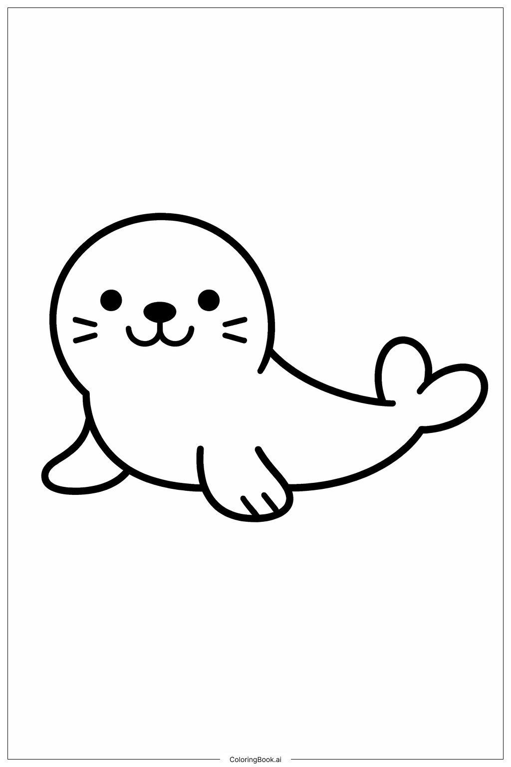  笑っているアザラシが私を動物園に入れての塗り絵ページ 