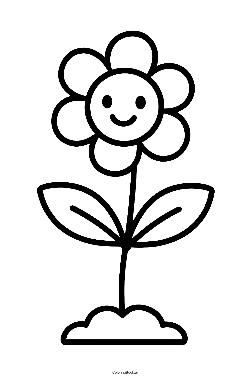  Smiling Seedling With Blossom Coloring Page 