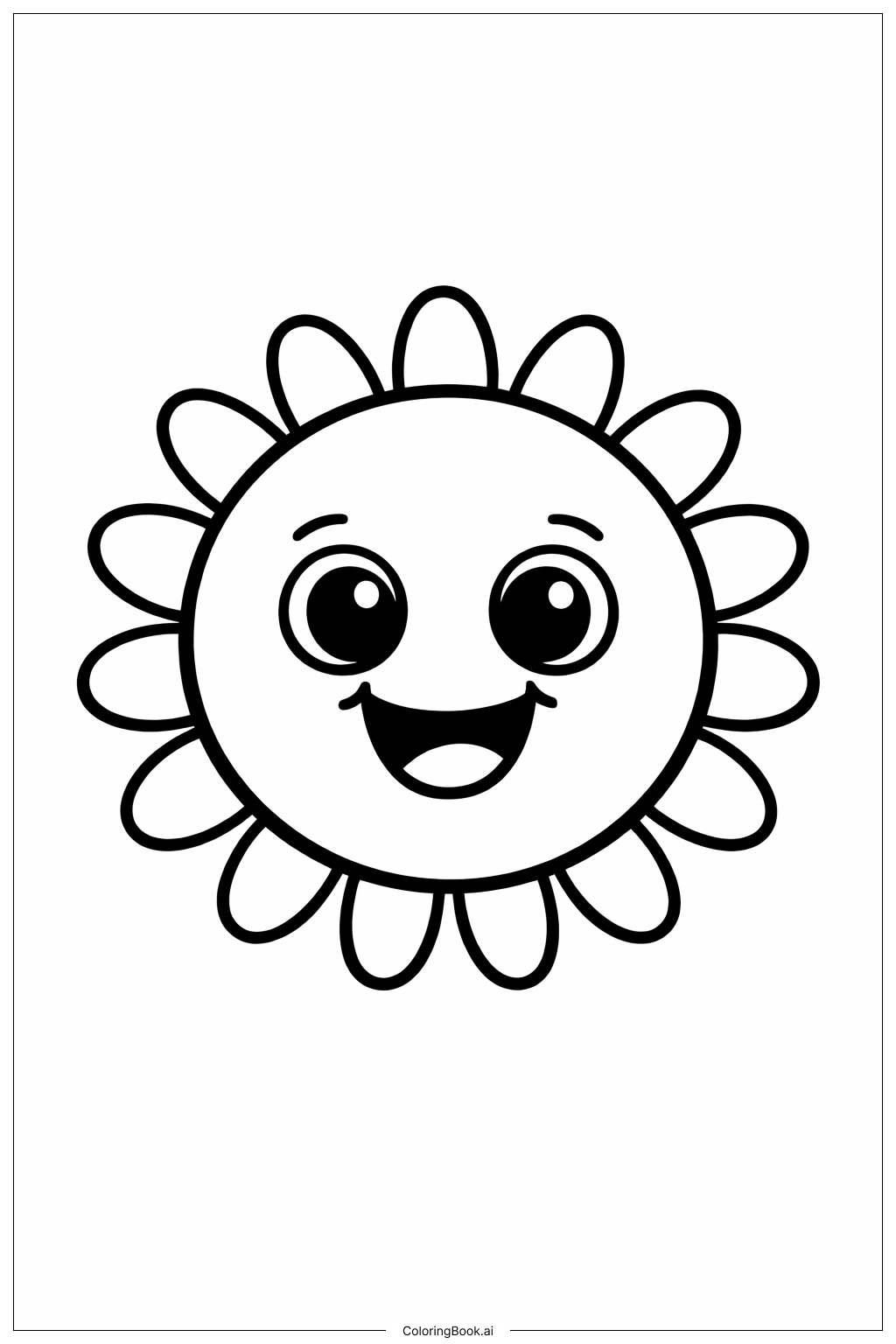  미소 짓는 해 얼굴 색칠공부 페이지 