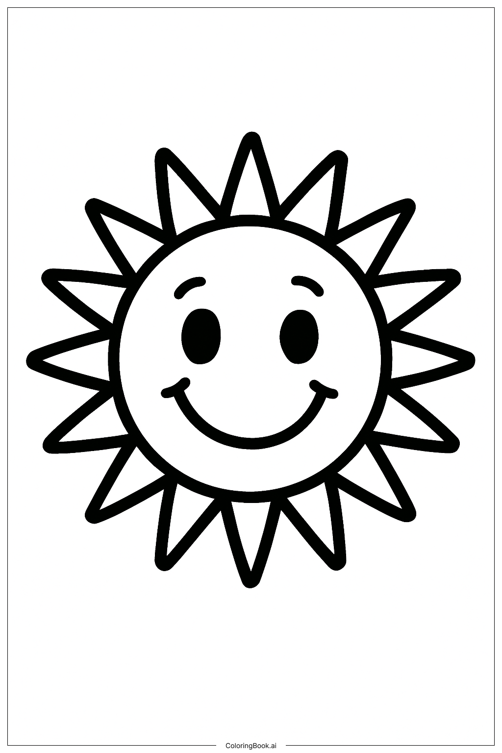 Smiling Sun Tattoo Coloring Page