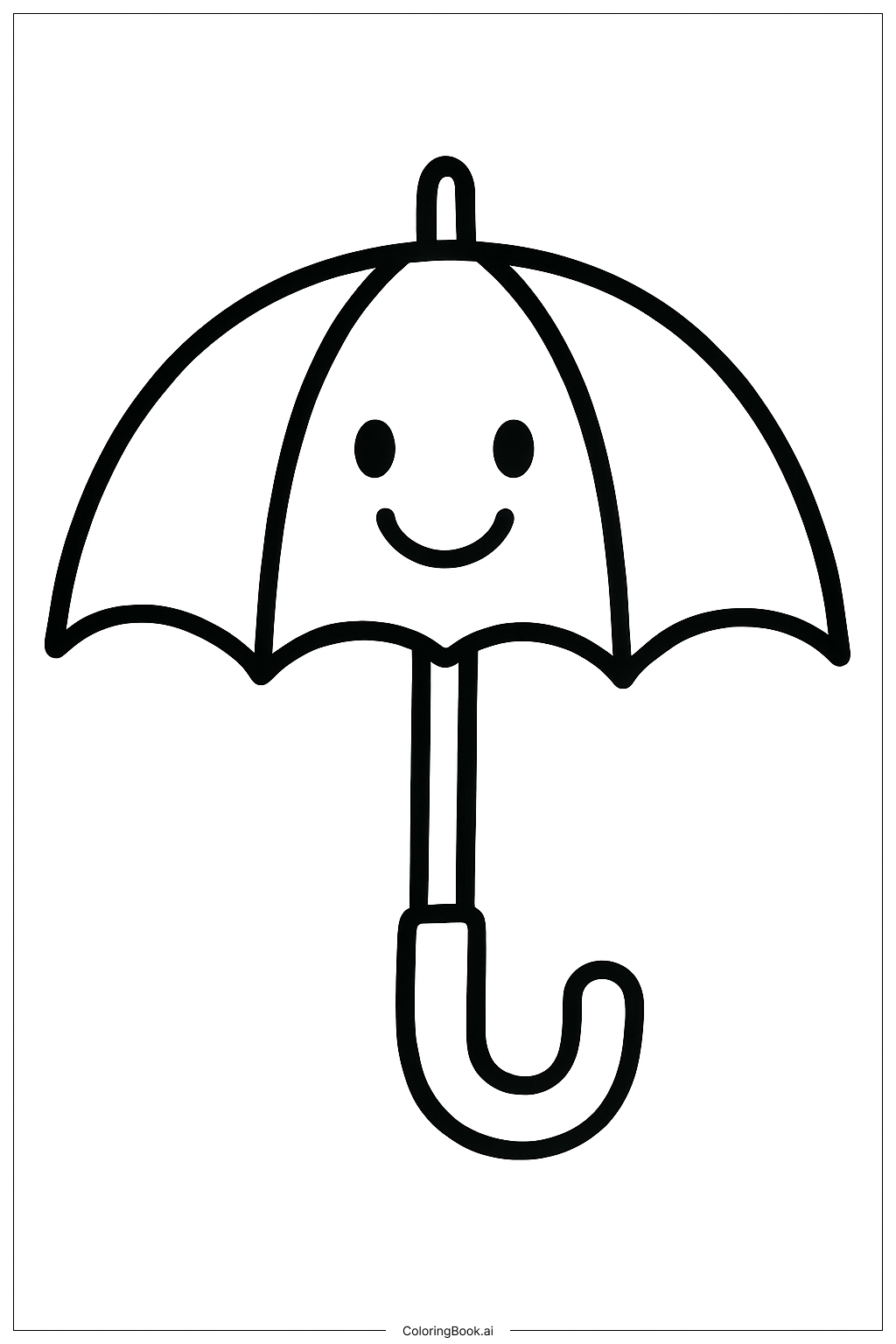  微笑的雨伞填色页 