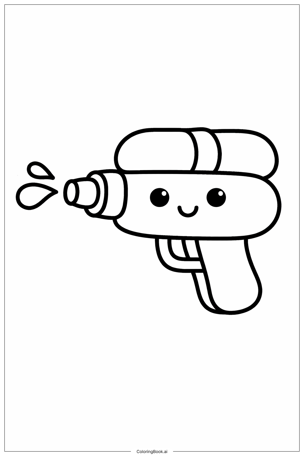  Page de coloriage Pistolet à eau souriant 