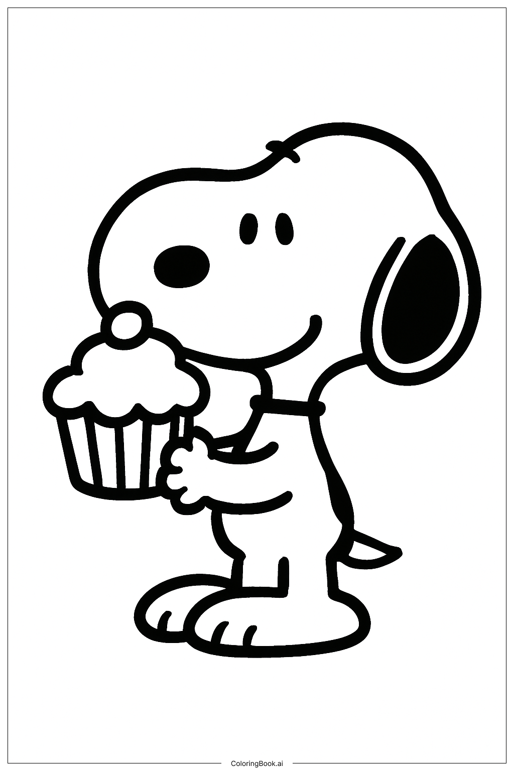  史努比和杯子蛋糕填色页 
