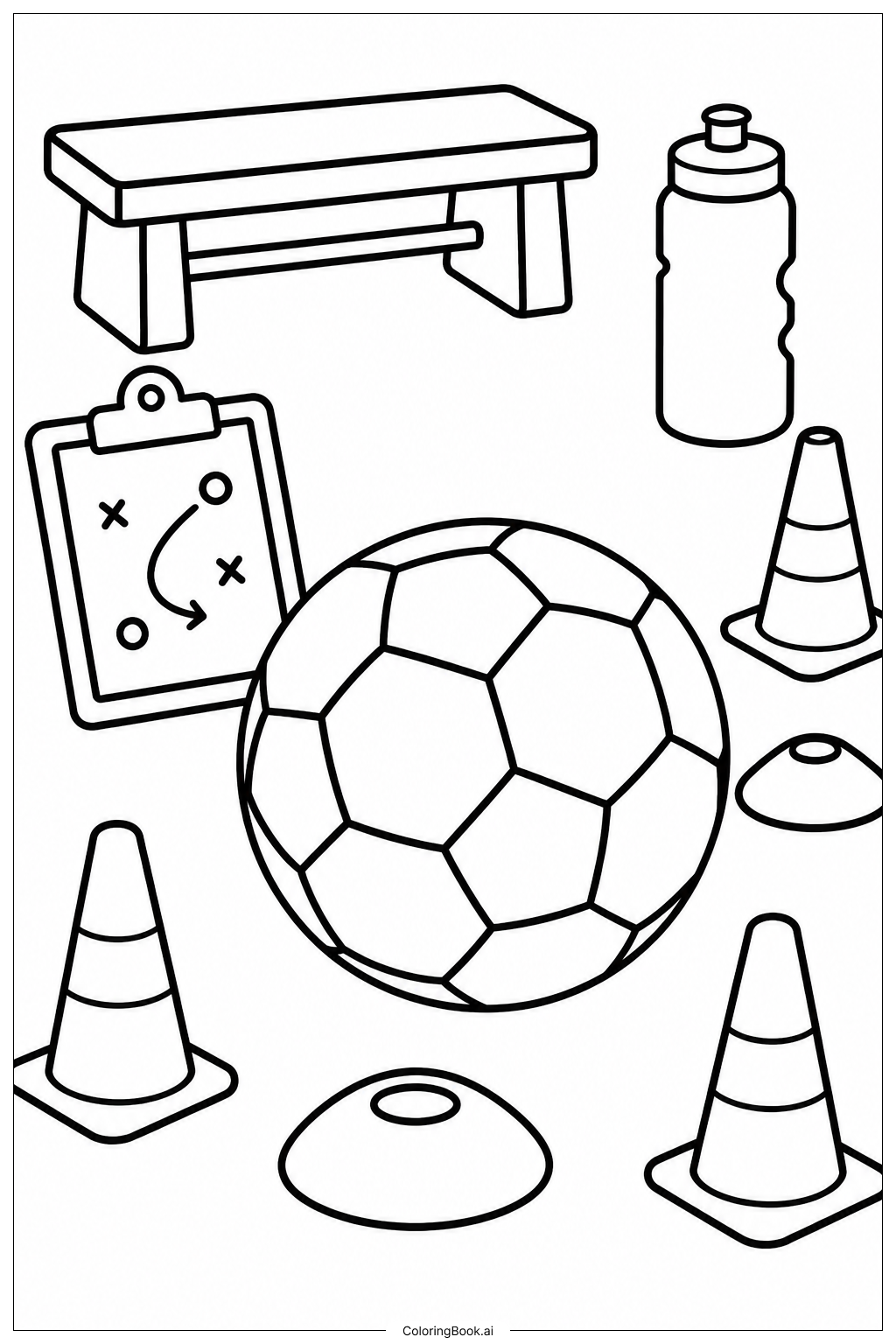  練習ドリルのサッカーボールの塗り絵ページ 