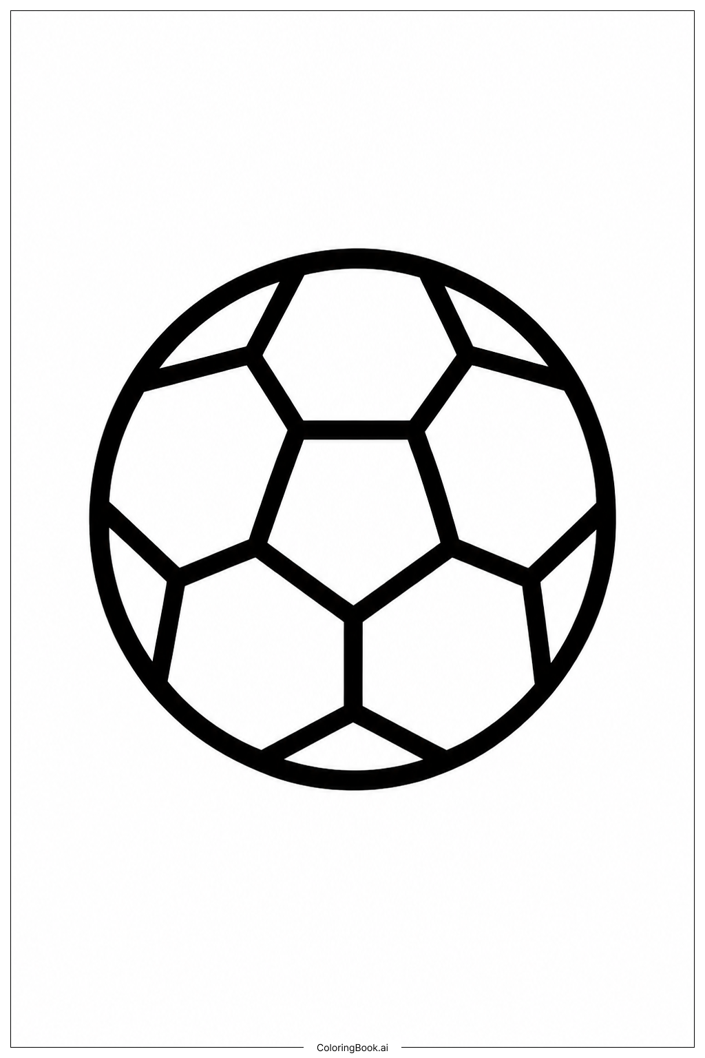  Página para colorir de Bola de Futebol com Hexágonos Grandes 