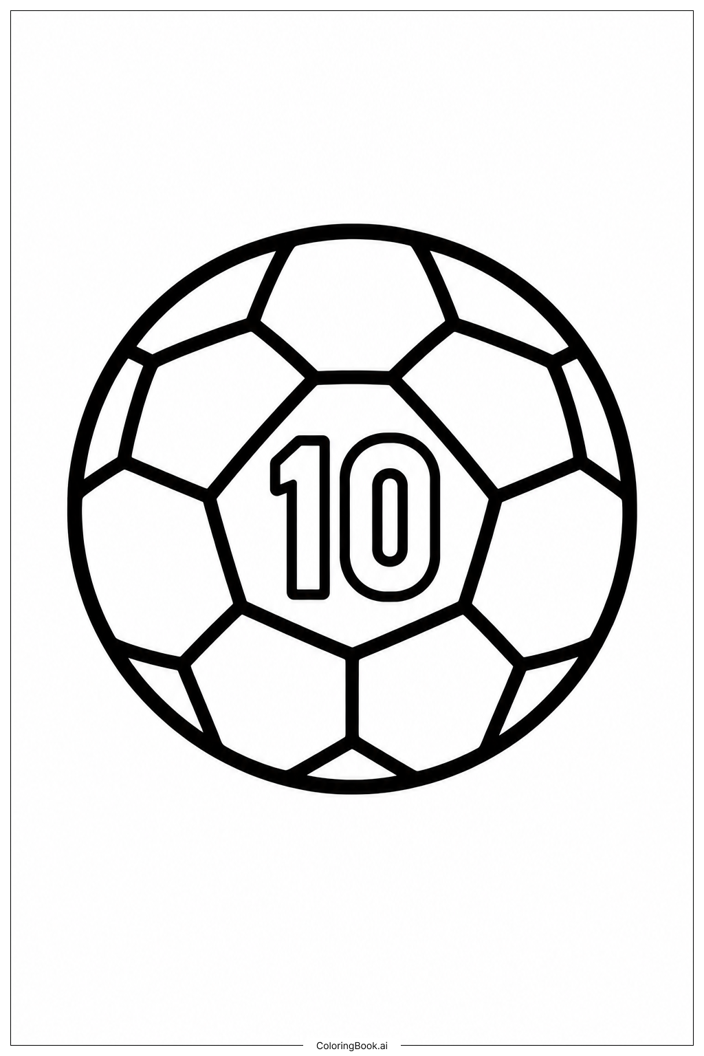 숫자 10이 있는 축구공 색칠공부 페이지