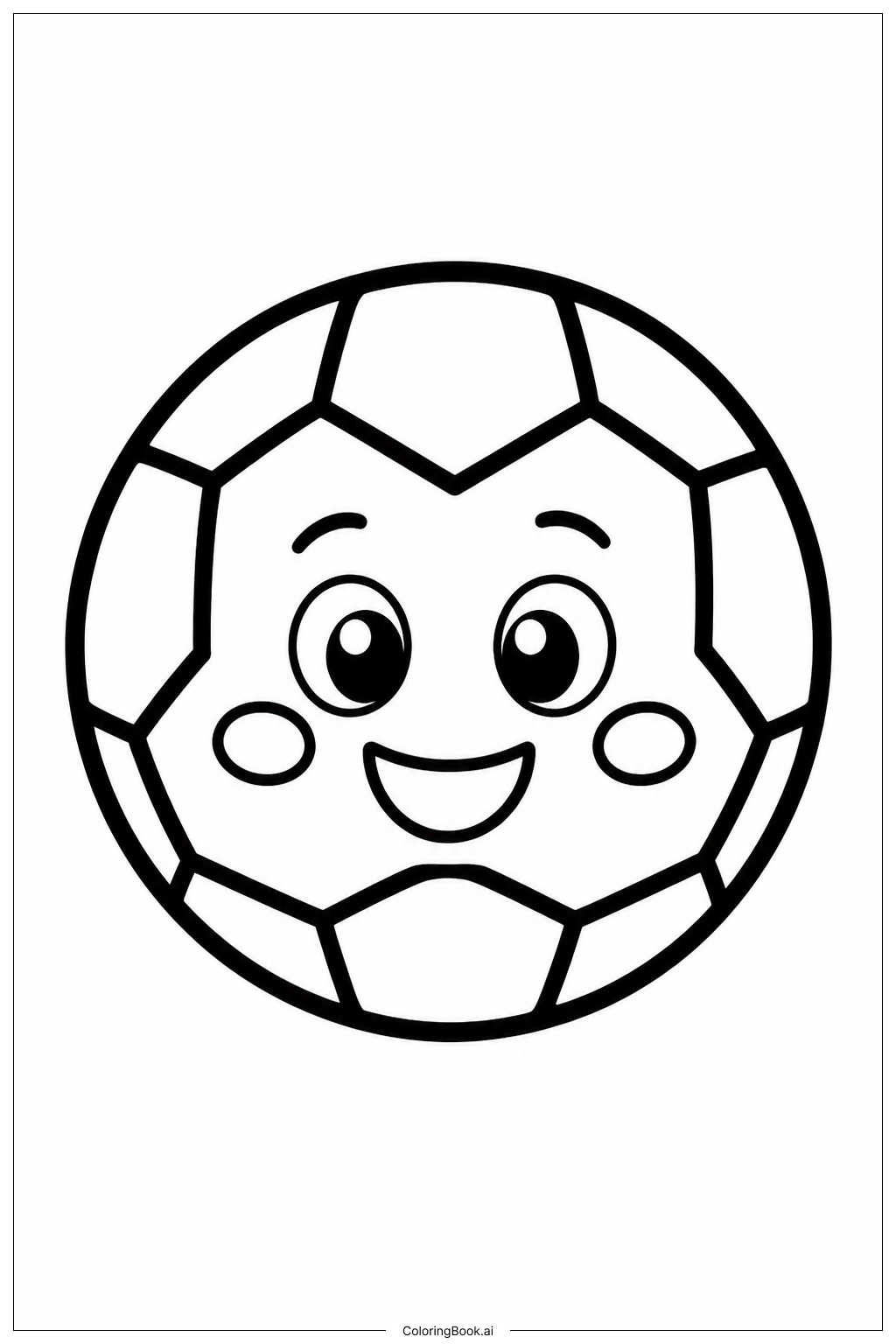  Página para colorir de Bola de Futebol Com Olhos Sorridentes 