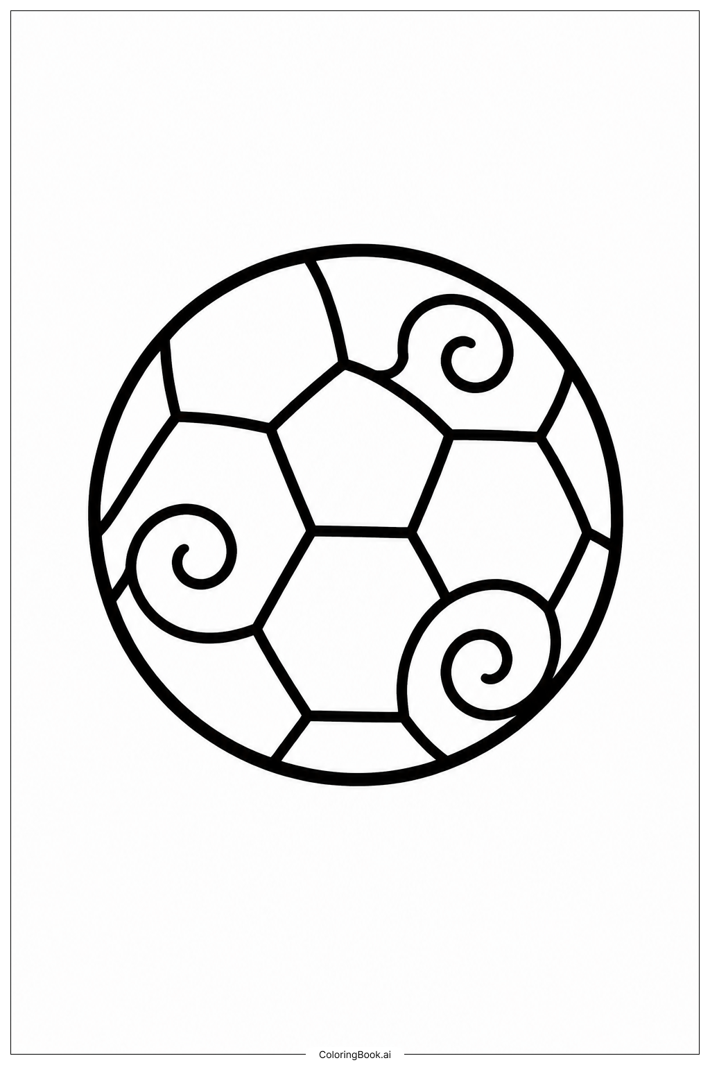  Página para colorir de Bola de Futebol com Padrão de Espirais 