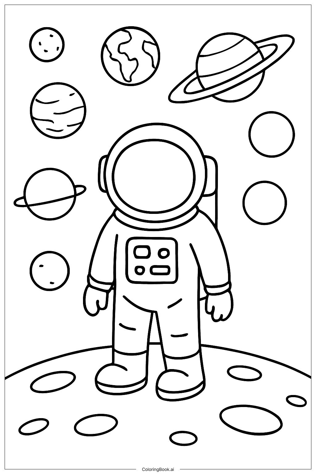 달 위의 우주비행사와 태양계