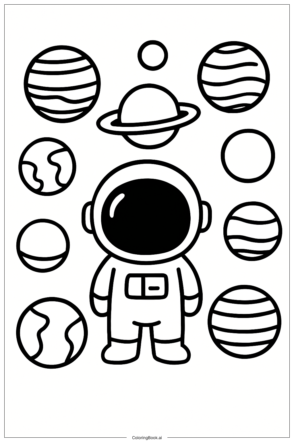  태양계 작은 우주비행사 색칠공부 페이지 