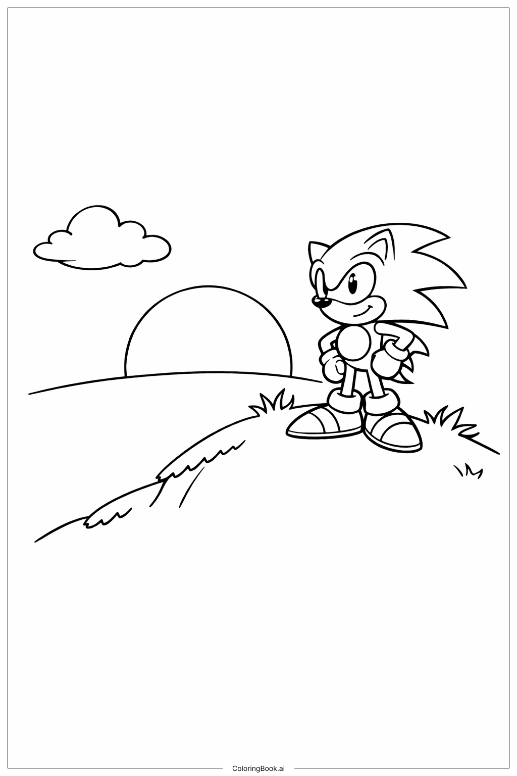  サンセットヒルのソニック3の塗り絵ページ 