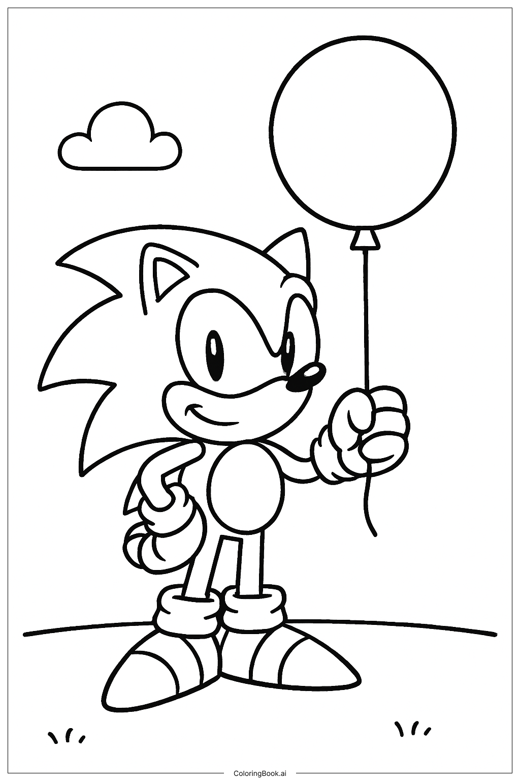  Page de coloriage Sonic 3 Tenant un Ballon 