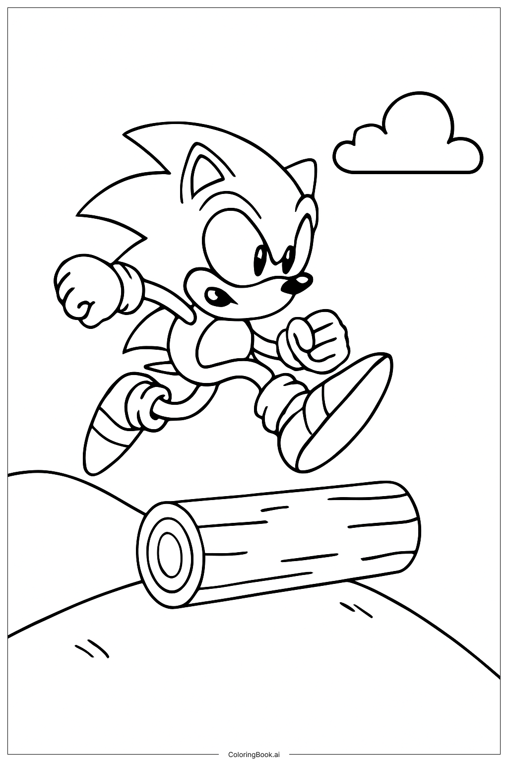  Sonic 3 Jumping Over Log Coloring Page 