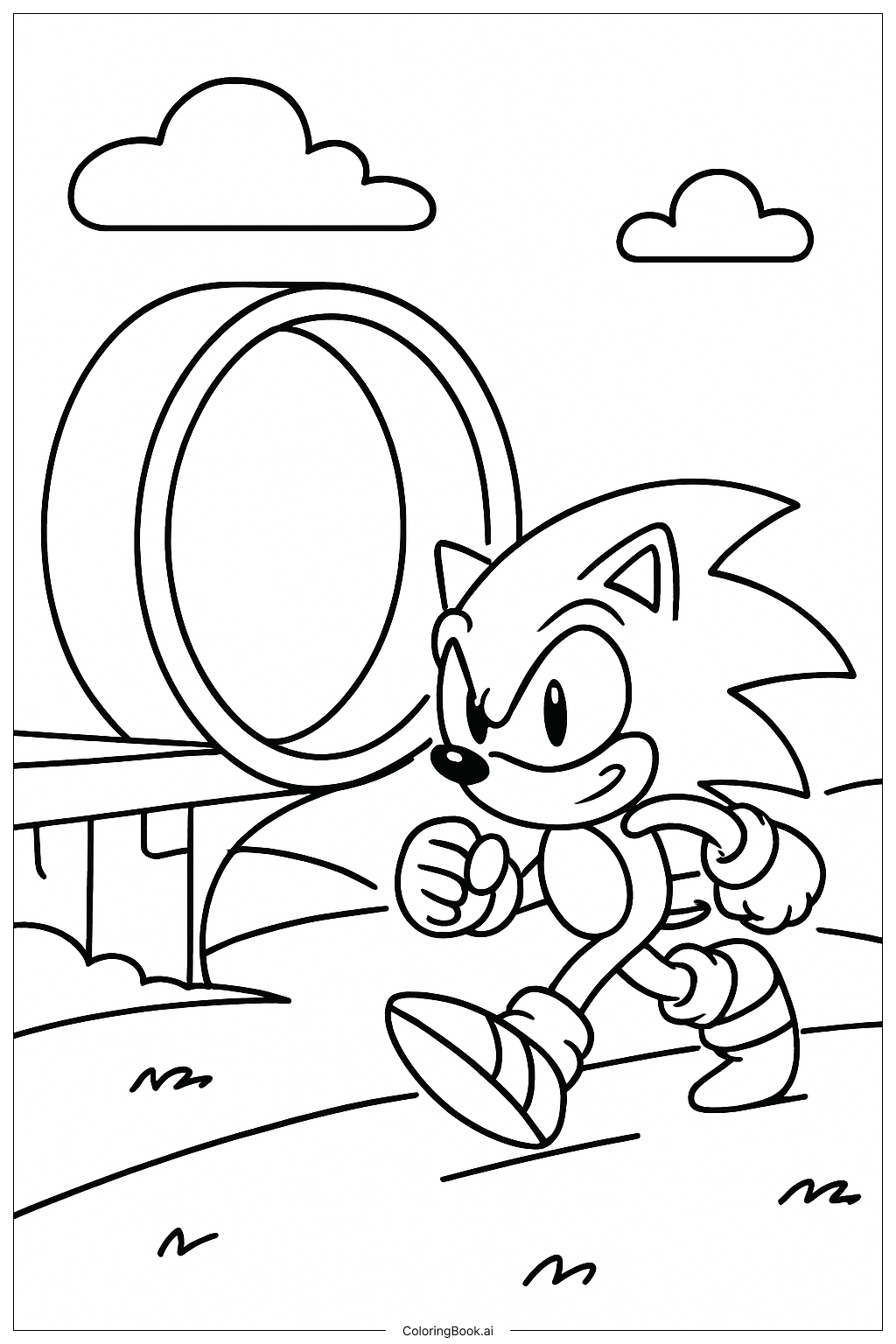  Page de coloriage Sonic 3 Près du Pont en Boucle 
