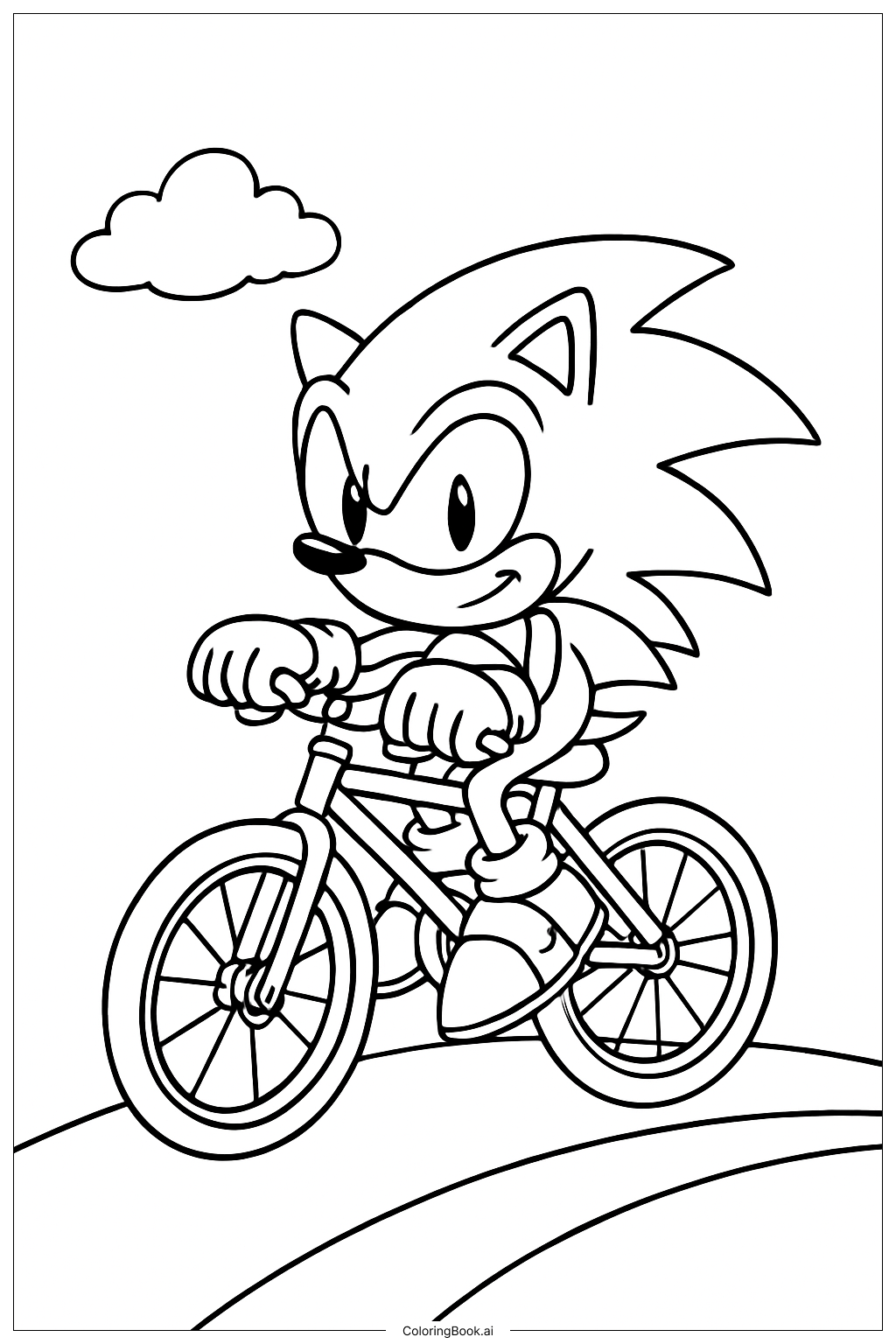  Page de coloriage Sonic 3 à Vélo 