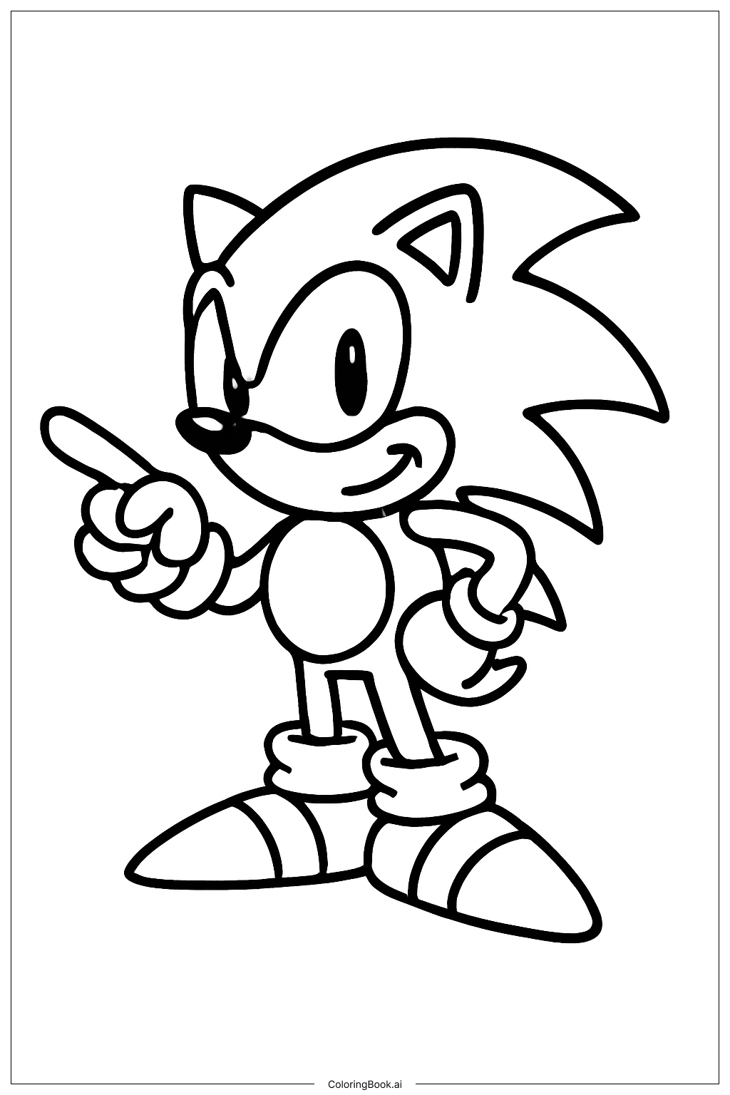  Page de coloriage Sonic 3 Pointant en Avant 