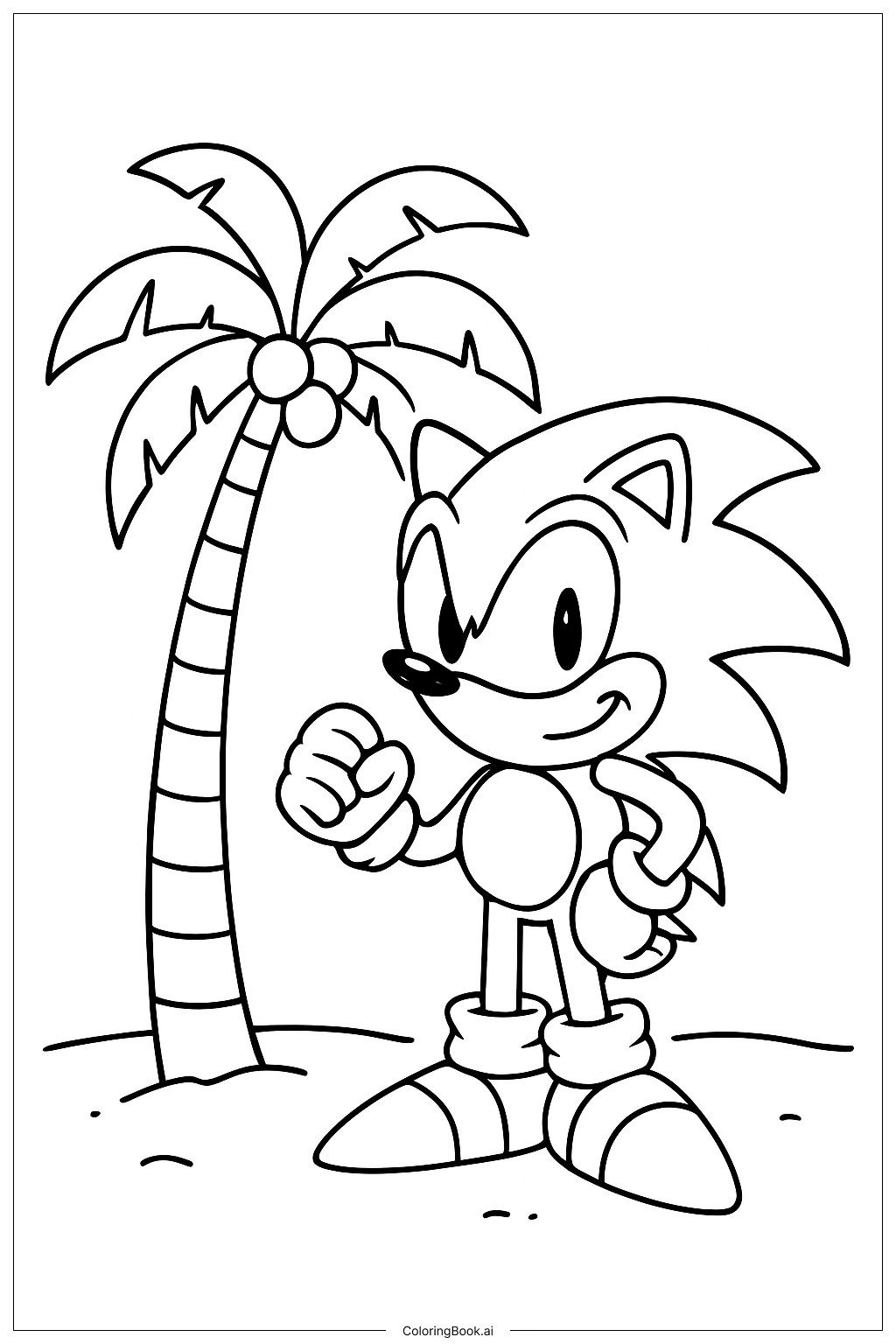  Sonic 3 With Palm Tree Coloring Page 