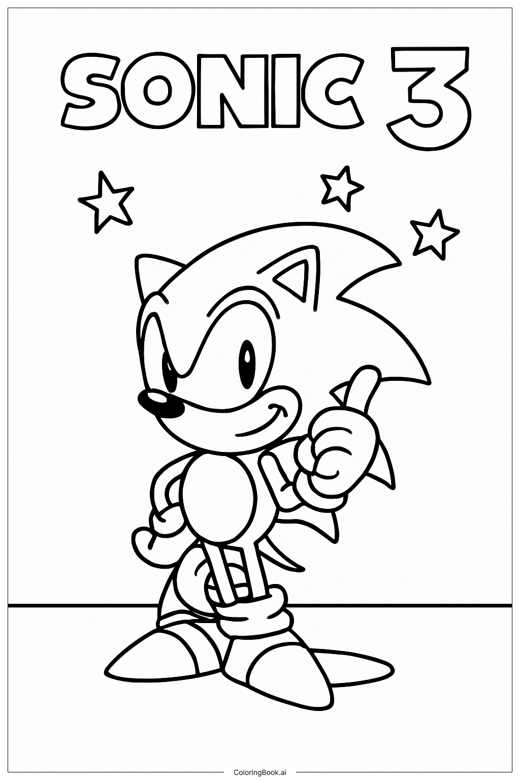  Sonic 3 With Stars Coloring Page 