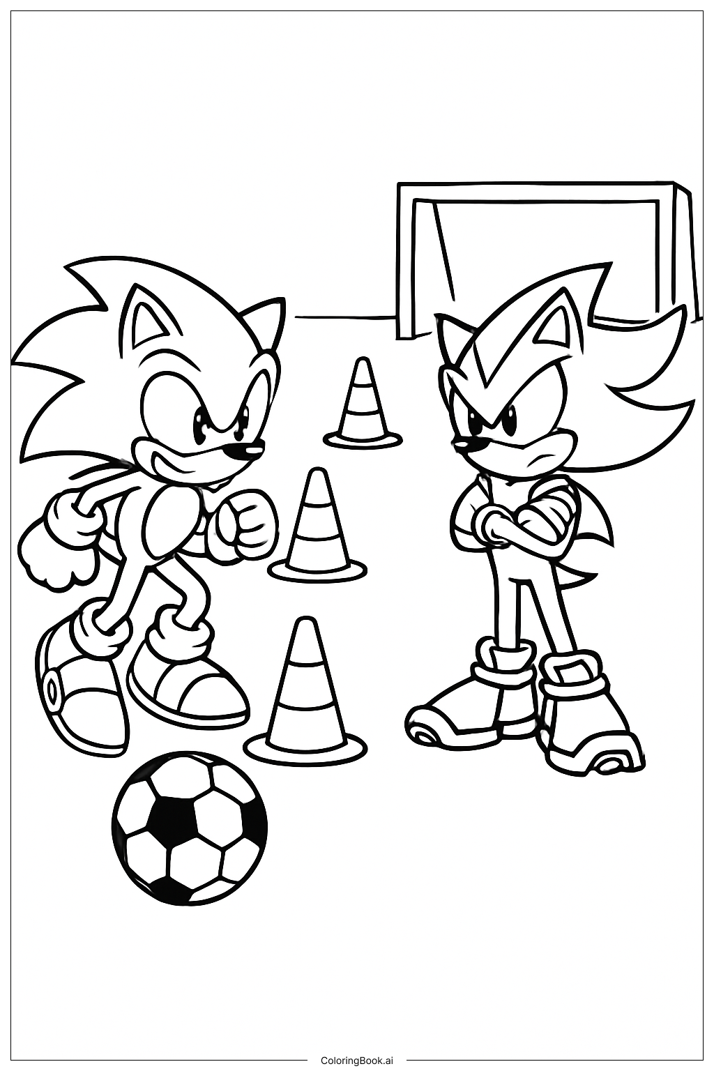  ソニックとシャドウの塗り絵ページ 