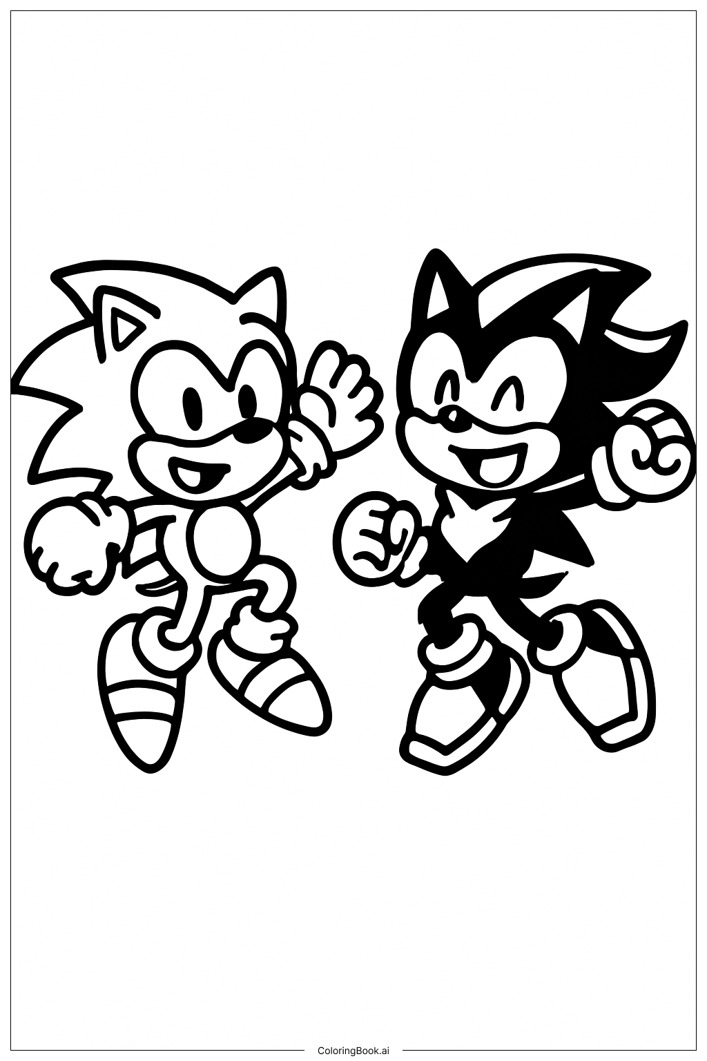  ソニックとシャドウのジャンプの塗り絵ページ 