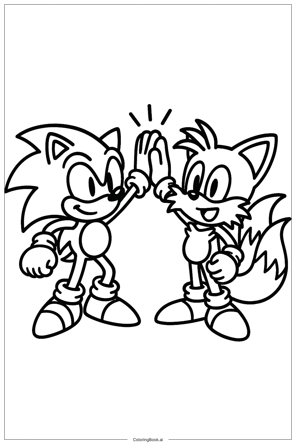  索尼克与尾巴击掌填色页 