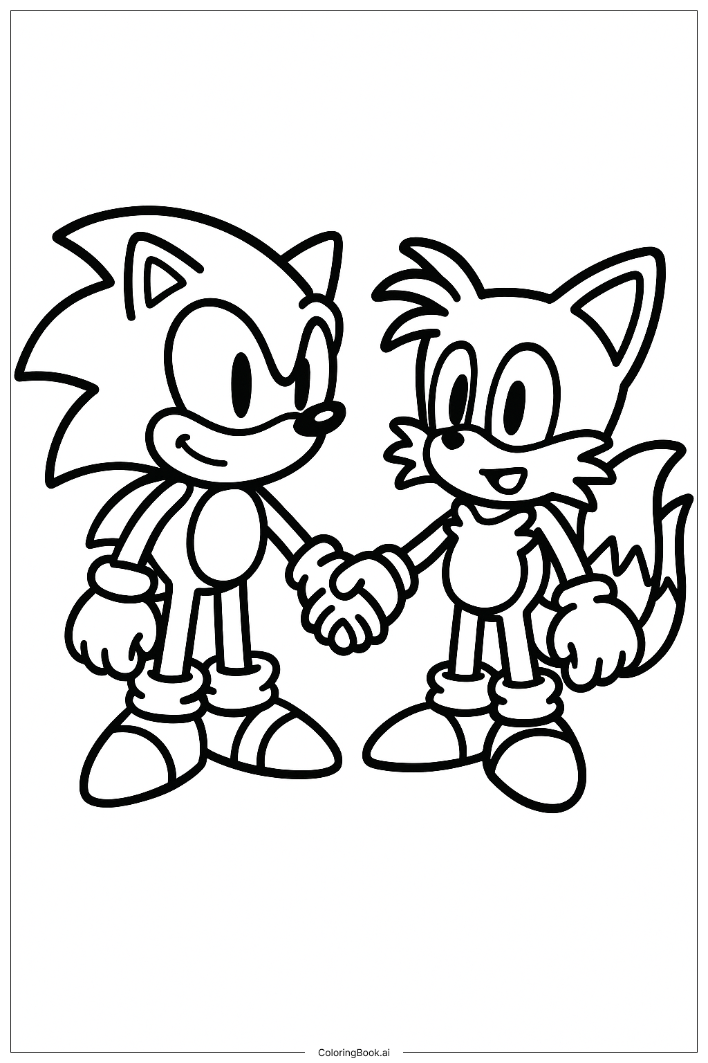  Trang tô màu Sonic và Tails Nắm Tay Nhau 