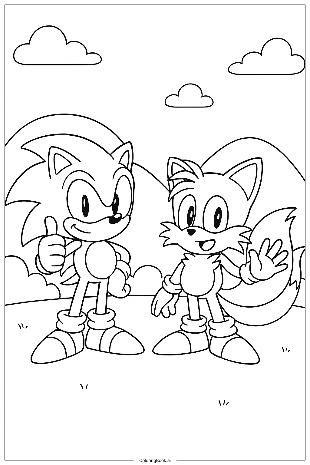 音速小子和尾巴 在绿丘区