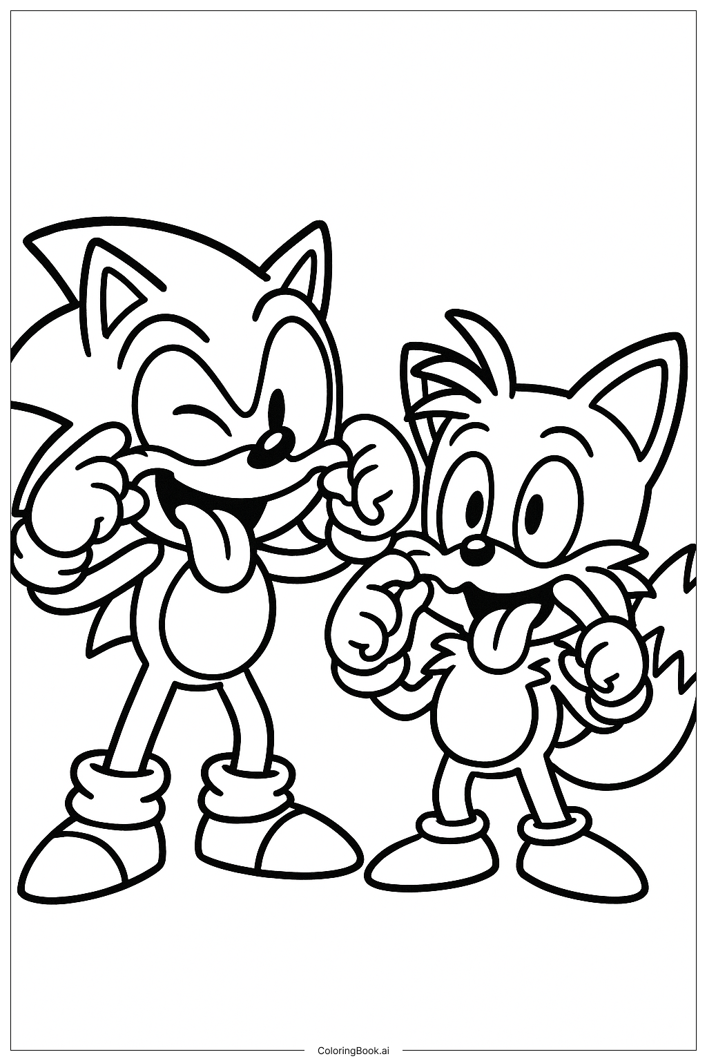  索尼克和塔尔斯做鬼脸填色页 