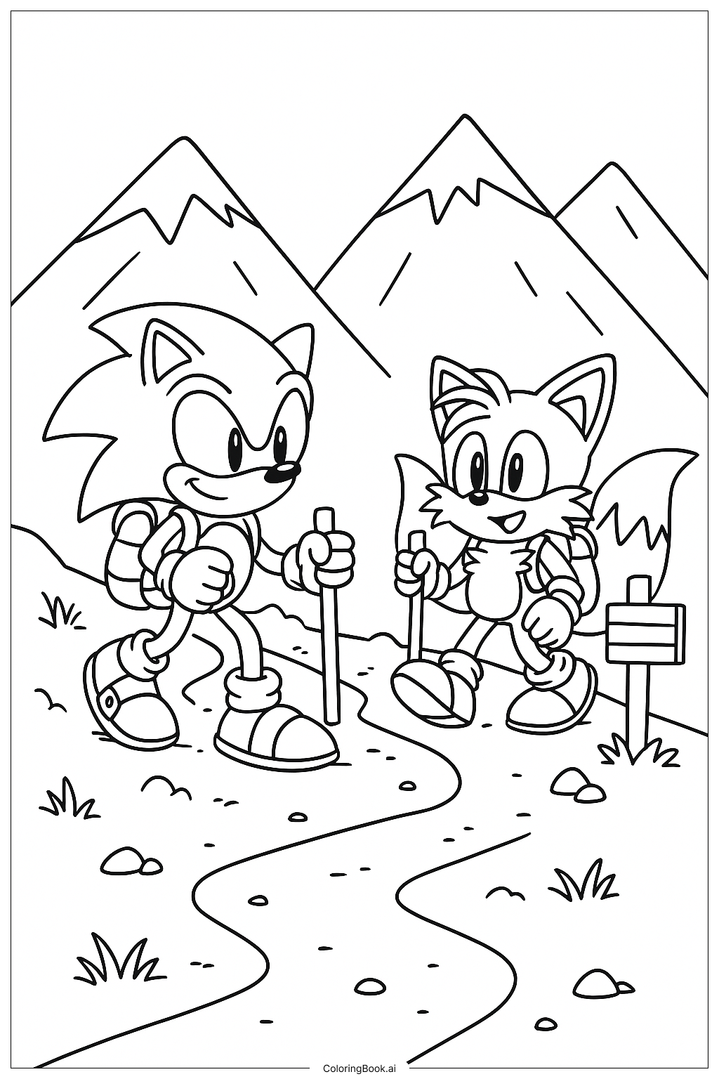  索尼克和尾巴的山间小径填色页 