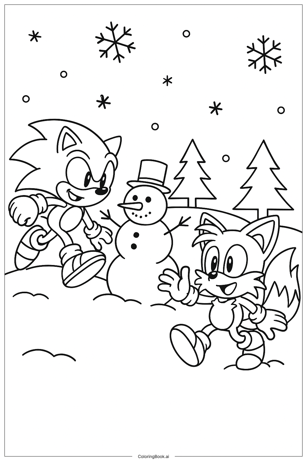  Página para colorear de Sonic y Tails 