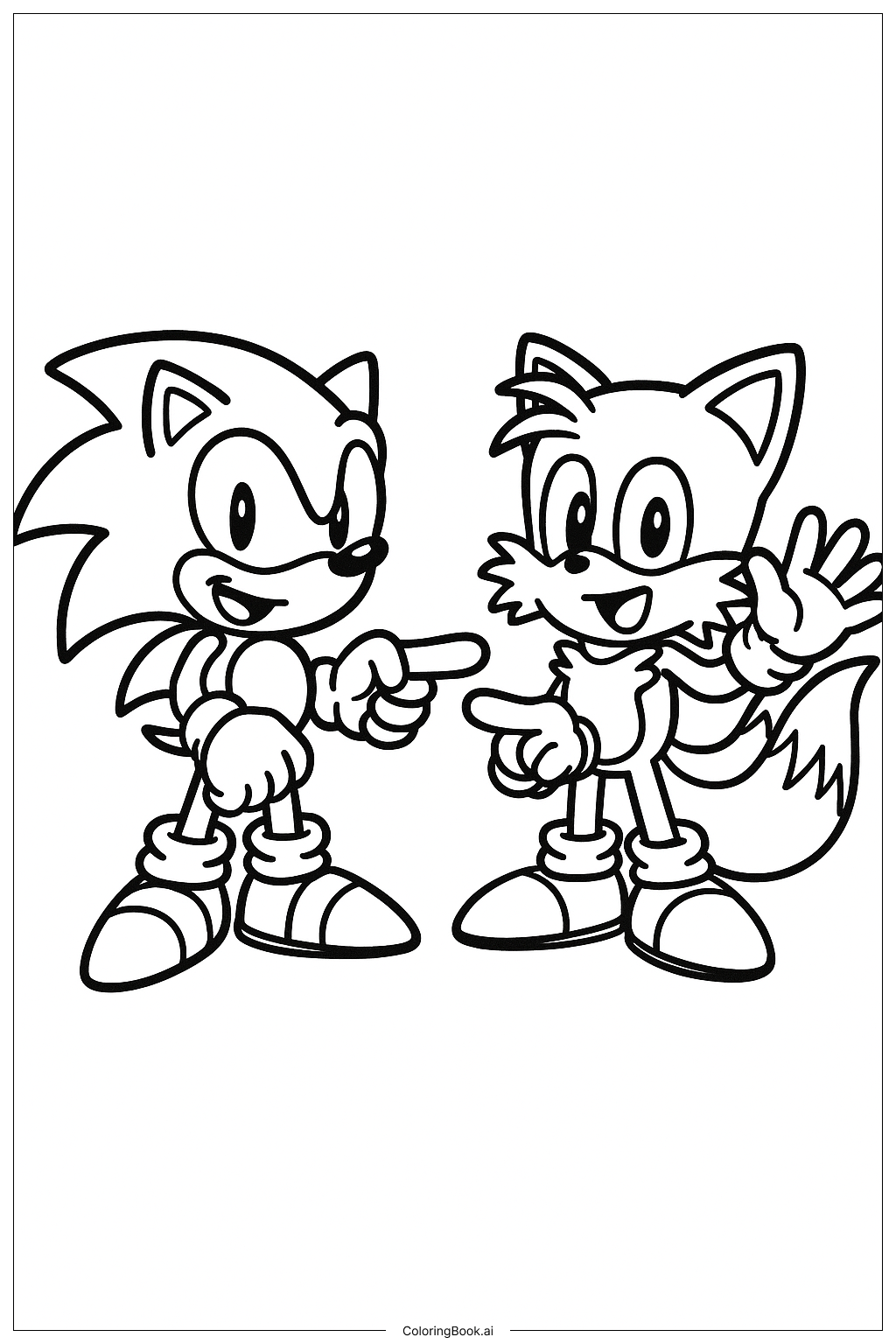 Sonic và Tails chỉ tay