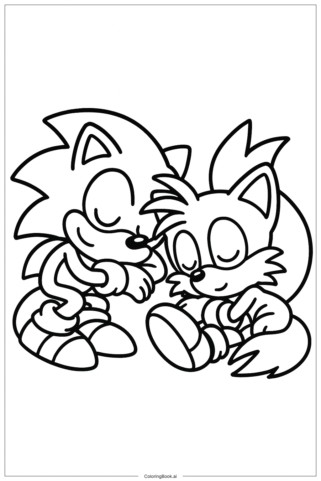  Trang tô màu Sonic và Tails đang ngủ 