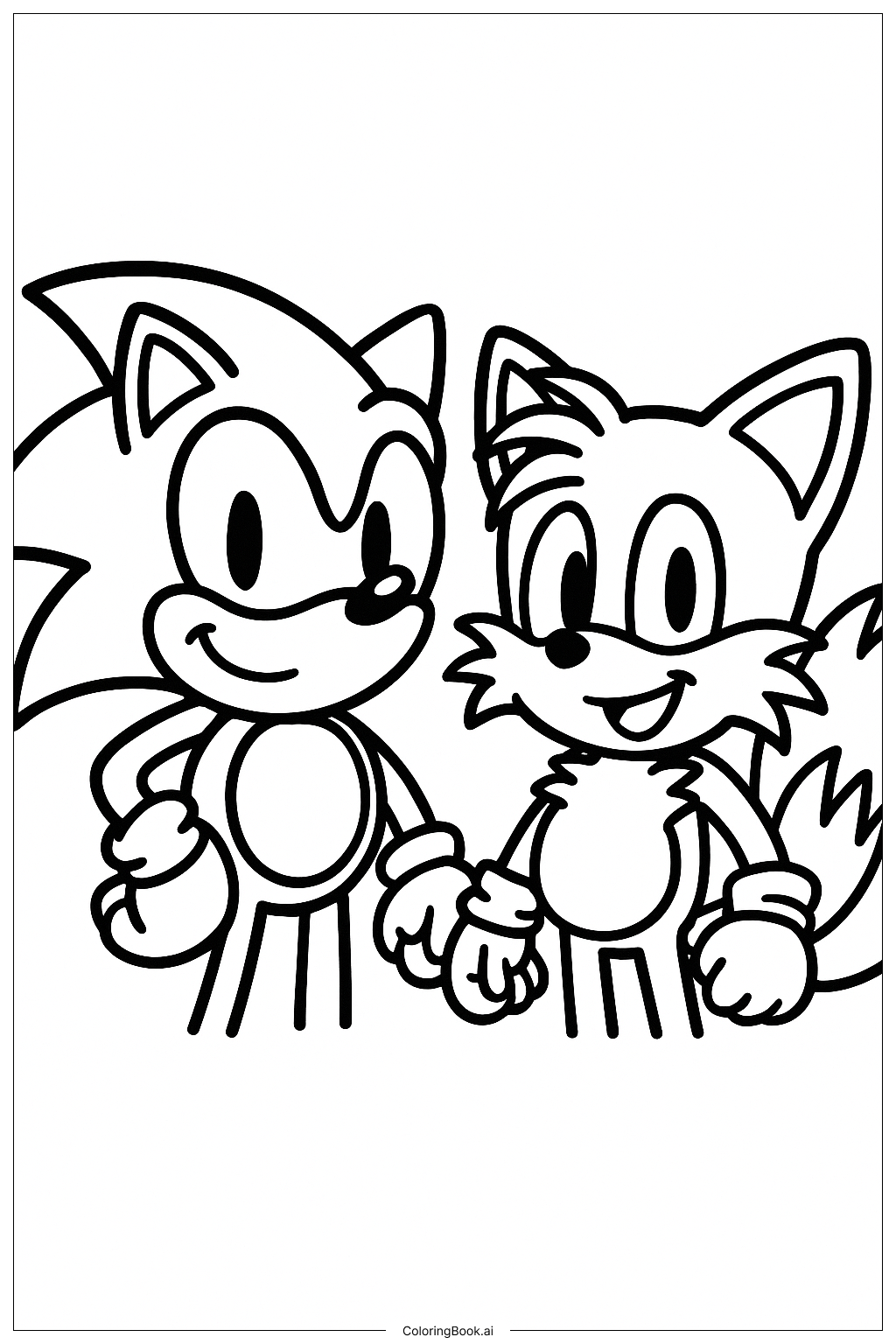  Trang tô màu Sonic và Tails cười tươi 
