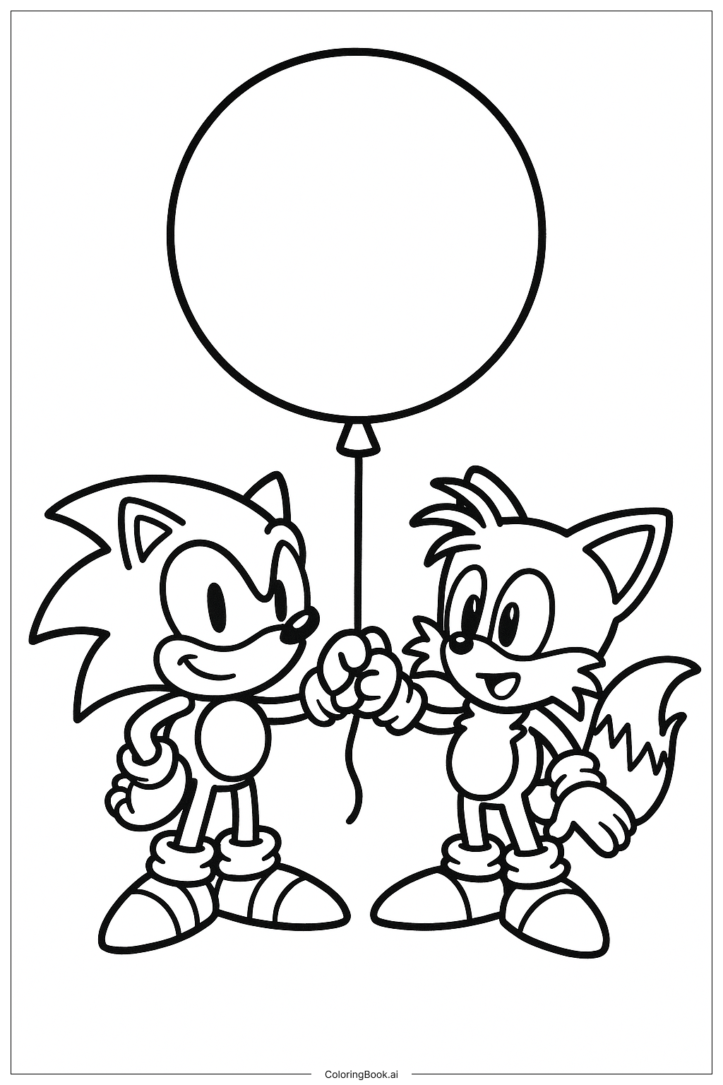  索尼克和尾巴与气球填色页 