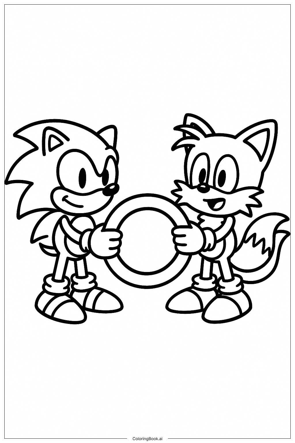  Trang tô màu Sonic và Tails với chiếc nhẫn 