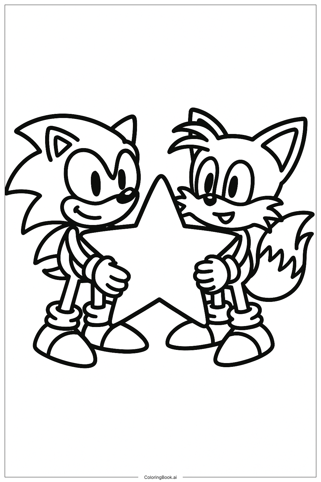 Trang tô màu Sonic và Tails với Ngôi Sao 