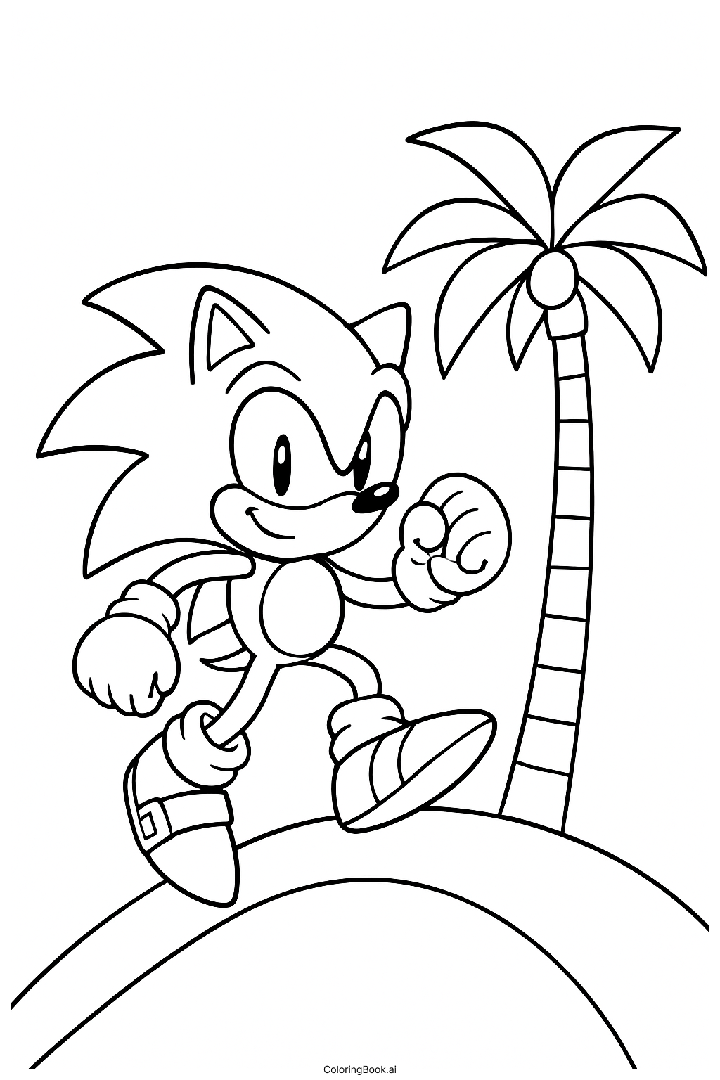  Sonic The Hedgehog In Green Hill Coloring Page 