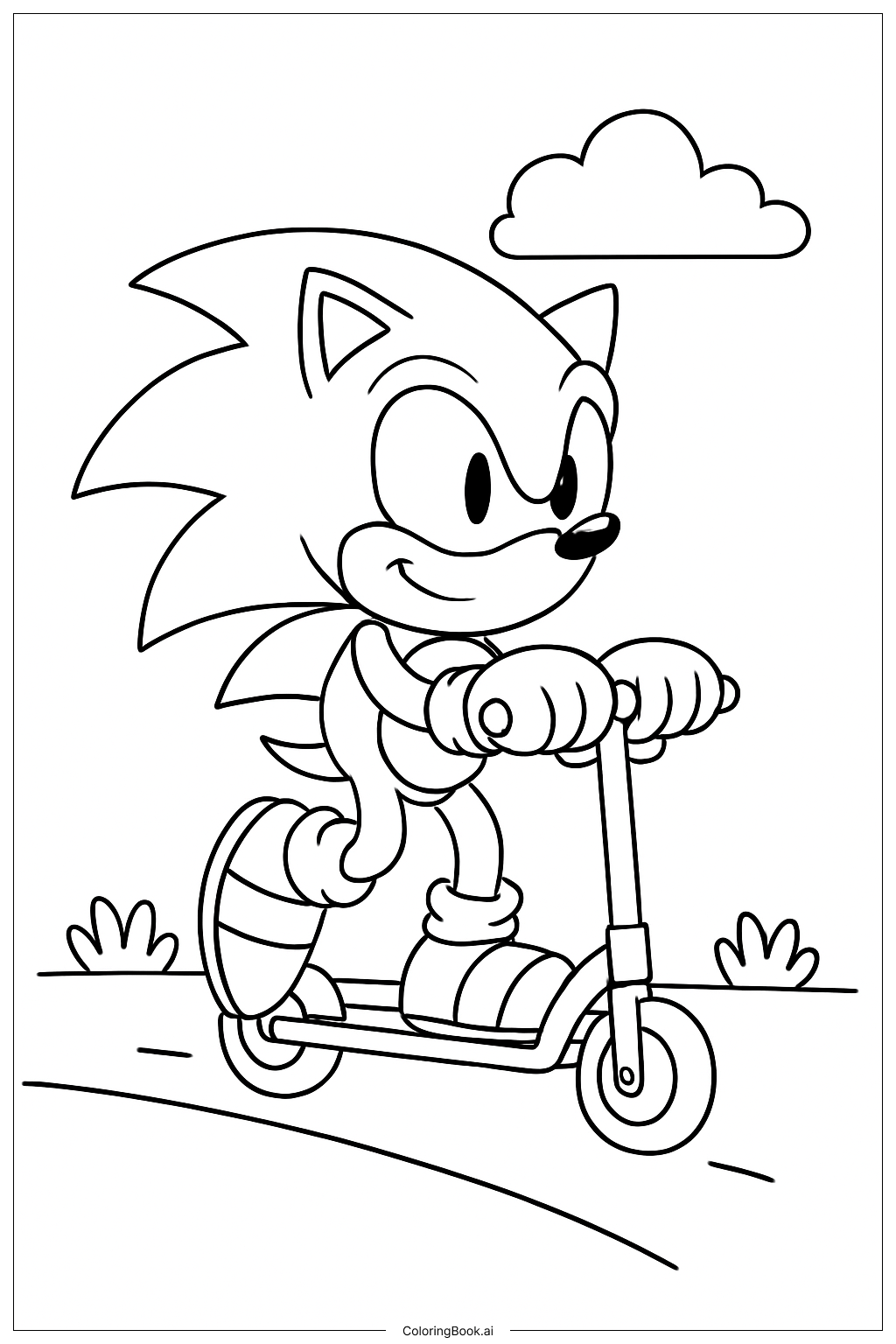  Trang tô màu Sonic The Hedgehog Đi Xe Scooter 