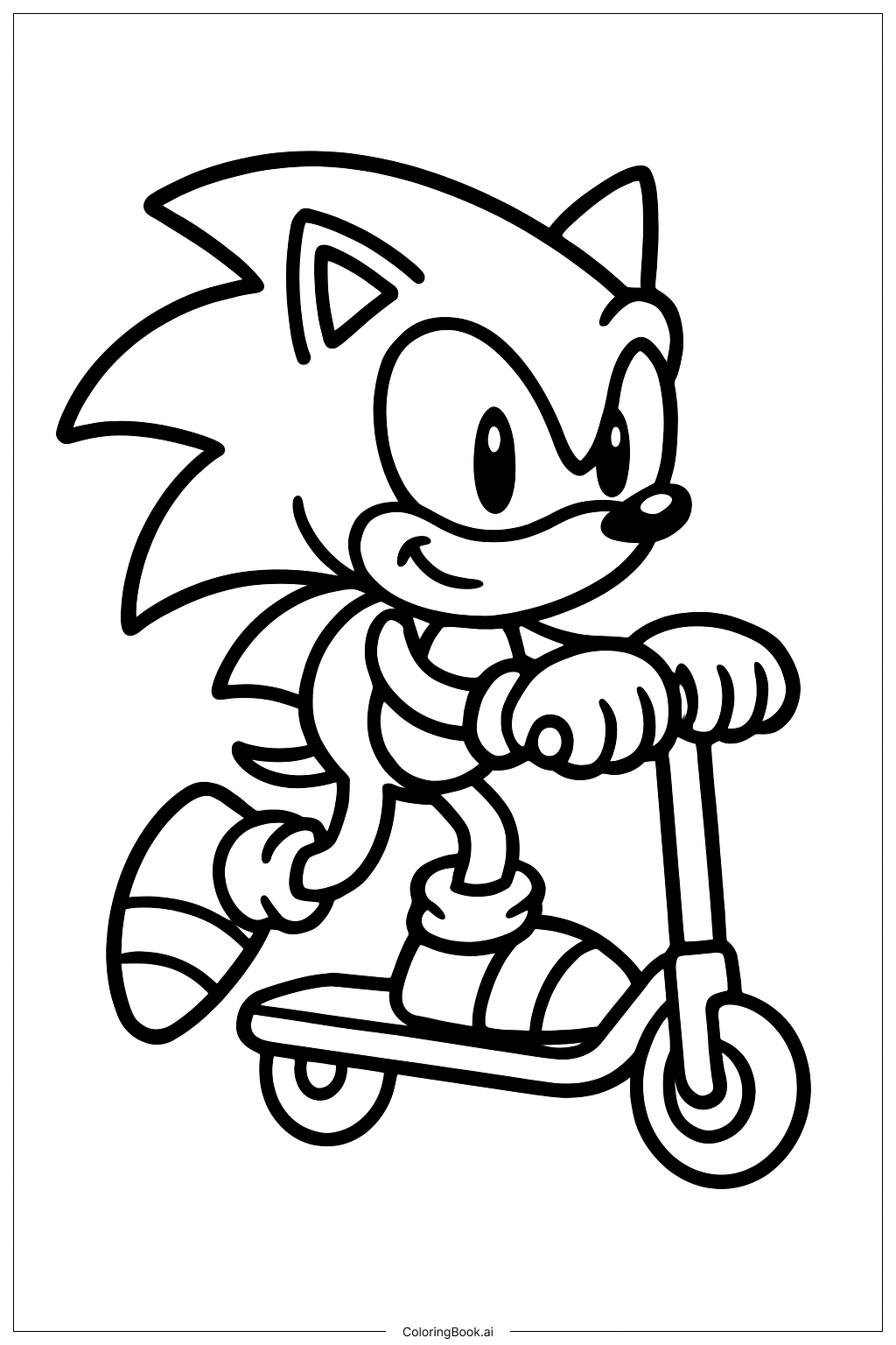  Trang tô màu Sonic The Hedgehog Đi Scooter 