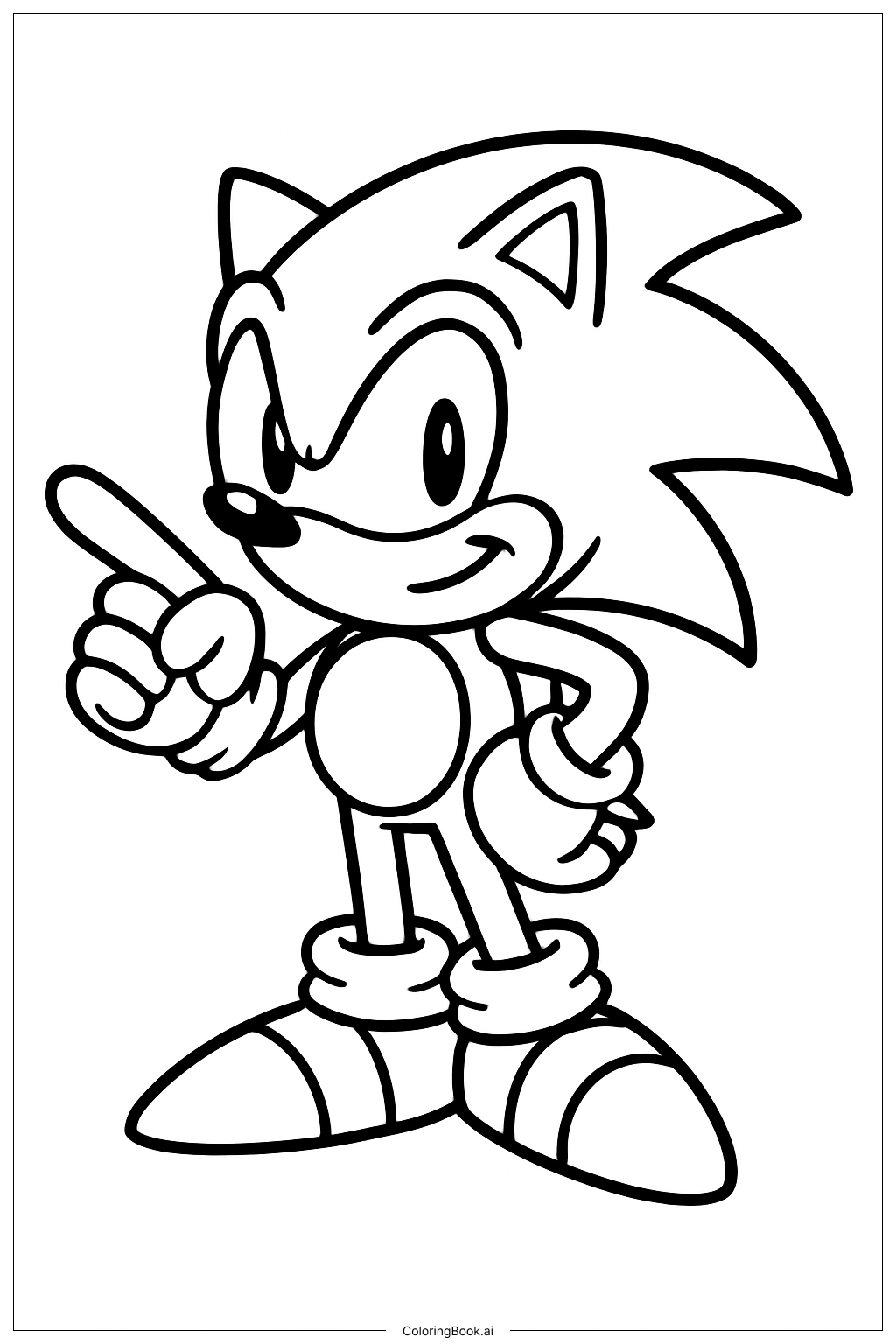  音速小子 指著遠方著色頁 