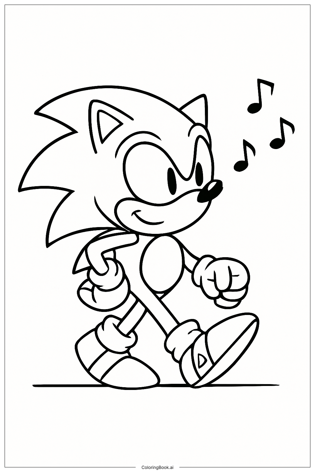  Sonic The Hedgehog With Music Notes Coloring Page 